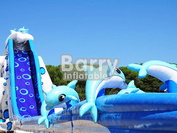 De blauwe Dierlijke Reuze van de de Dia Volwassen Grootte van het Dolfijn Opblaasbare Water Reusachtige Opblaasbare Dia's